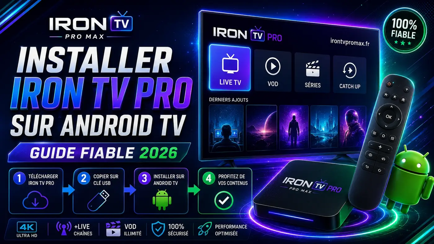 Installer Iron TV Pro sur Android TV en 2026 avec un guide fiable, simple et rapide pour réussir l’installation et profiter d’une expérience fluide.