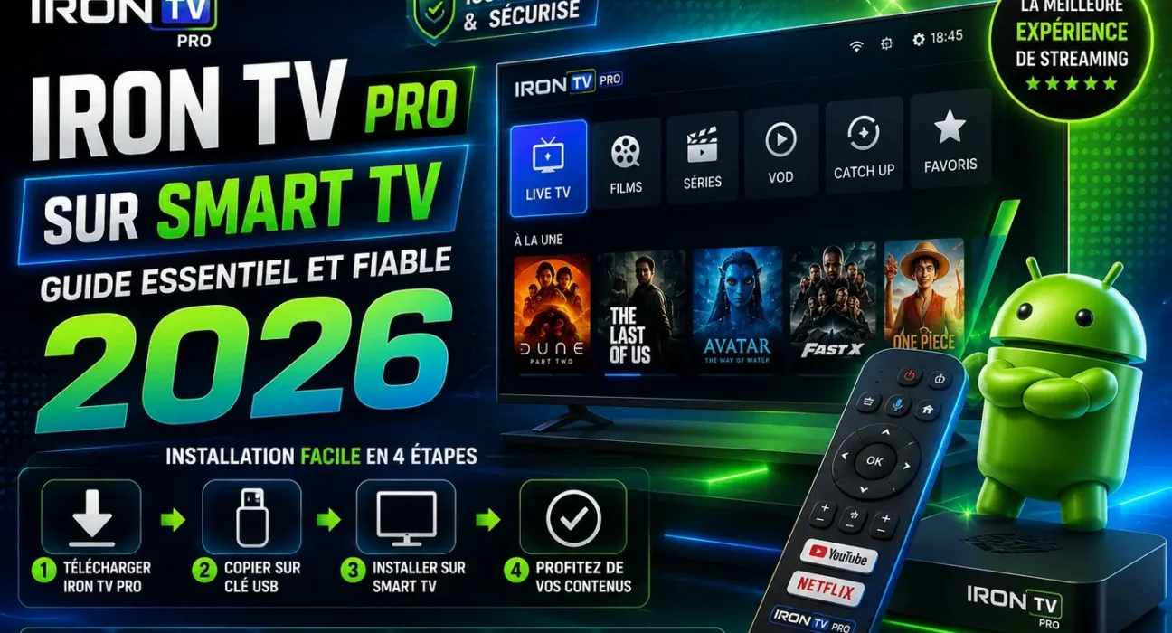 Iron TV Pro sur Smart TV en 2026 avec guide essentiel et fiable pour profiter d’une installation simple, d’une interface fluide et d’une expérience IPTV stable.