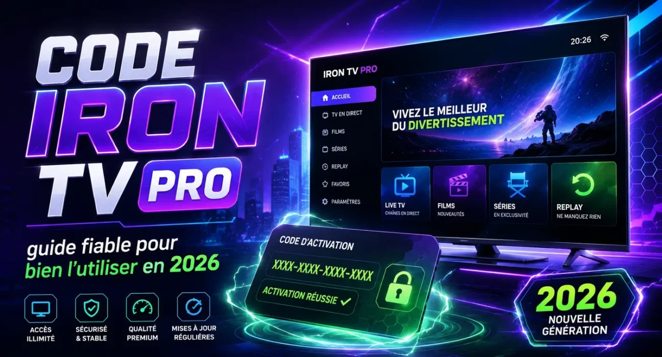 Code Iron TV Pro guide fiable pour bien l’utiliser en 2026 avec interface TV moderne et activation sécurisée