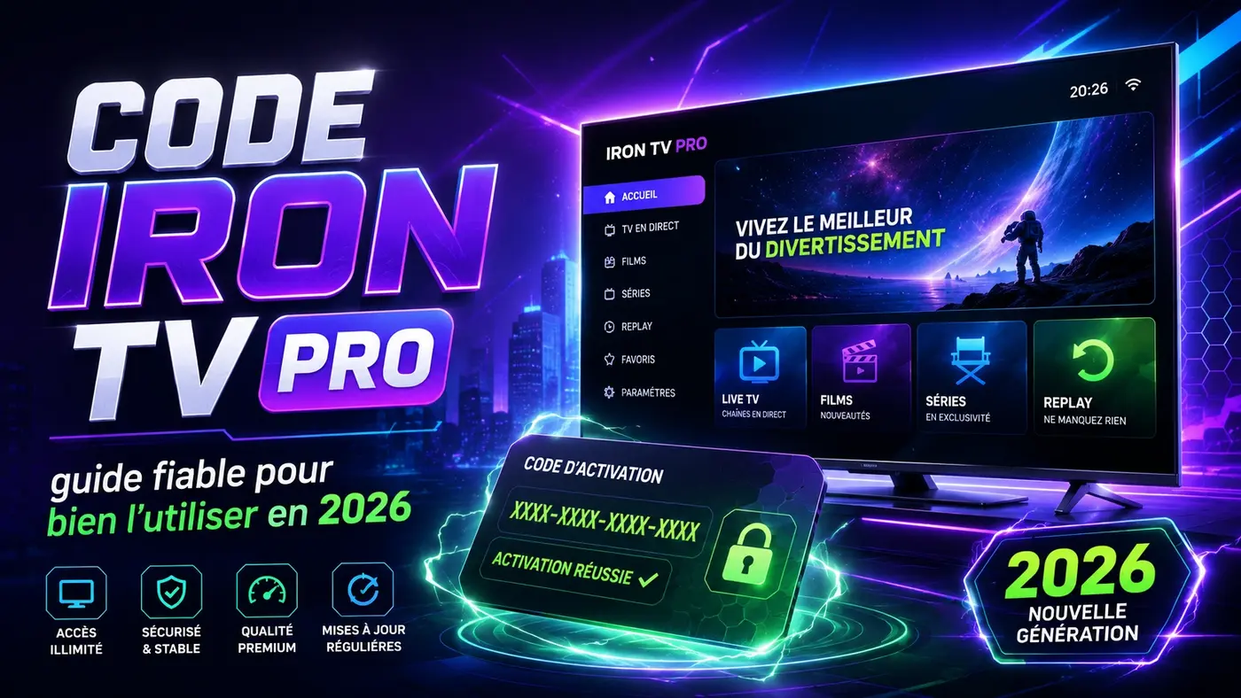 Code Iron TV Pro guide fiable pour bien l’utiliser en 2026 avec interface TV moderne et activation sécurisée