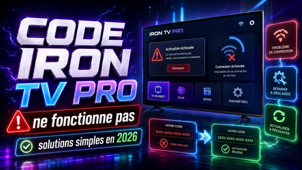 Code Iron TV Pro ne fonctionne pas avec solutions simples en 2026 pour résoudre les erreurs de connexion et d’activation