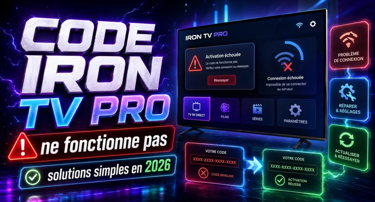 Code Iron TV Pro ne fonctionne pas avec solutions simples en 2026 pour résoudre les erreurs de connexion et d’activation
