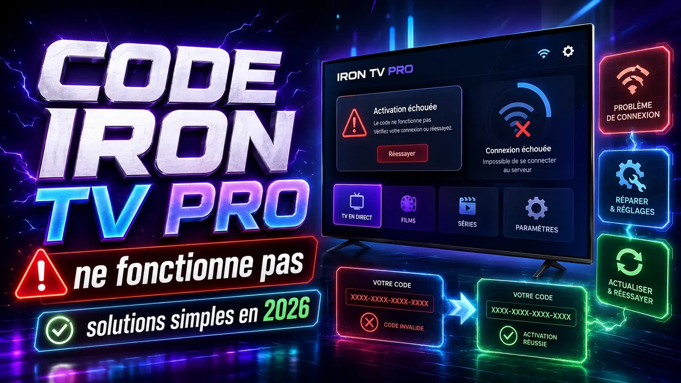 Code Iron TV Pro ne fonctionne pas avec solutions simples en 2026 pour résoudre les erreurs de connexion et d’activation