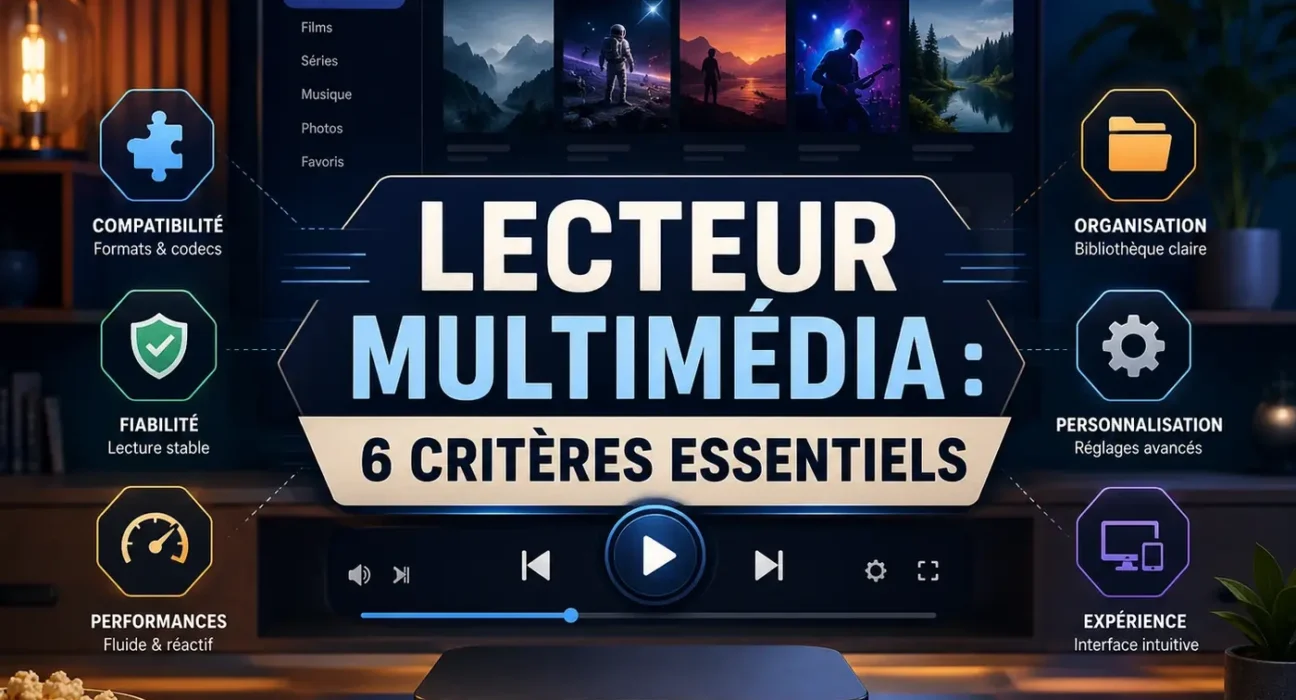 Lecteur multimédia avec interface simple, compatibilité, fiabilité et organisation des contenus sur TV connectée