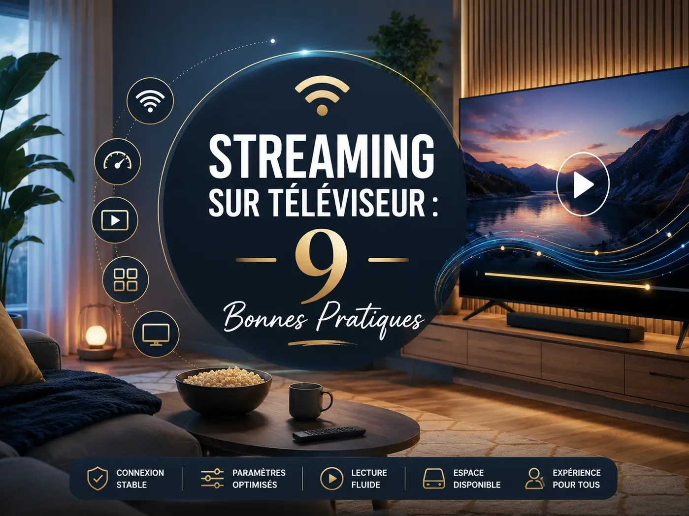 Streaming sur téléviseur avec lecture fluide, connexion stable et bonnes pratiques pour une meilleure expérience